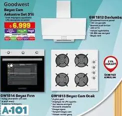 GOODWEST BEYAZ CAM ANKASTRE SET 3'LÜ FIRIN DAVLUMBAZ CAM OCAK
